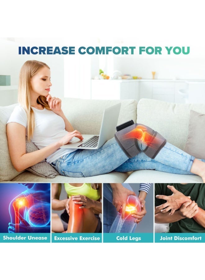 جهاز تدليك مع تدفئة، وسادة تدفئة لاسلكية للركبة مع جهاز تدليك، 3 مستويات تدفئة و 3 مستويات اهتزاز، وسادة تدفئة للركبة، لفافة لتخفيف آلام الركبة، الكتف والكوع، قابلة للتعديل لراحة المفاصل - Image 4